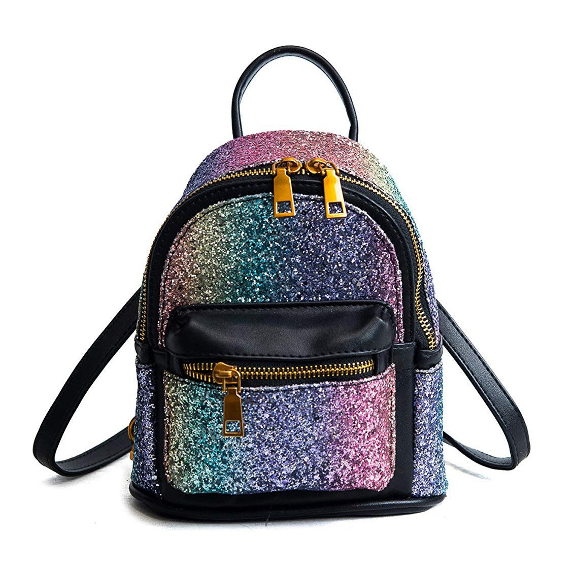 Women Girls Shining Backpack Convertible Shoulder Cross Purse Child Travel Bag Daypack